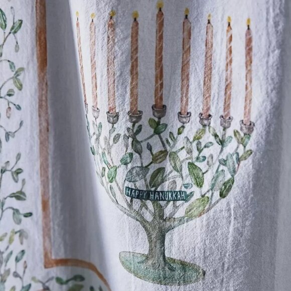 ANTHROPOLGIE Brand New! Menorah Dish Towel- Set of 2 Matching towels! - Picture 2 of 3